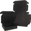 50 Pack 4x4x1'' Small Shipping Boxes, Black Corrugated Cardboard Mailers for Mailing Packaging Business (BK441-50)