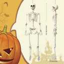 Abakuku 5.4 ft Posable Halloween Skeleton Decorations,Human Bones for Halloween Party with Movable Joints,for Haunted Houses, Front Lawn, Graveyard Props