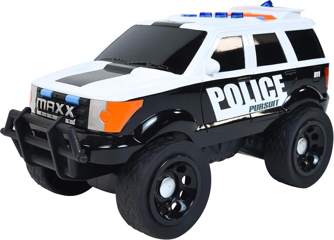 Sunny Days Entertainment Maxx Action 12 Large Police Car Toy  Siren Sounds and Bright Lights | Motorized Drive and Soft Grip Tires | Rescue SUV Patrol Vehicle for Kids 3-8