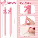 Sayglossy 20 Pcs Bow Pens Coquette Pink White Black Blue Retractable Writing Pen Bulk Birthday Bow Party Favor for Baby Shower Bridal Shower Spring Wedding Tea Party Office School Supplies(Pink)