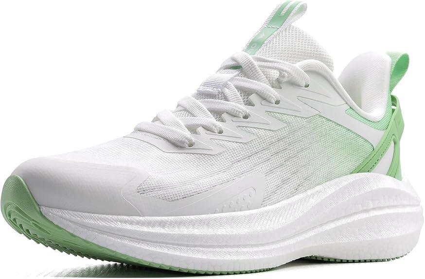 OUTJET Women's Running Shoes Lightweight Cushioned Sneakers for Walking, Jogging, Travel, Gym – Breathable Mesh, Soft Sole, Stylish Fit Green, 6.5 US