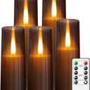 Flameless LED Candles, Upgraded Realistic Flickering Flame Battery Operated Candles with Remote Timer, Acrylic Electric Set of 5 for Romantic Ambiance and Home DecorationGrey