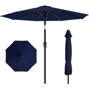AreShark 10 FT Outdoor Patio Umbrella, Patio Table Umbrella with Push Button Tilt and Crank, Outdoor Patio Umbrellas with 8 Fiberglass Ribs, Patio Umbrellas for Market, Garden, Pool (Navy)