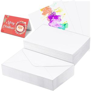 60 Sets Blank Colored Paper Cards with Envelopes Set 5 x 7 Inch Foldable Blank Colored Papre Postcards and Envelopes 140lb/300 GSM Cotton Watercolro Paper Cards for Painting or Card Making
