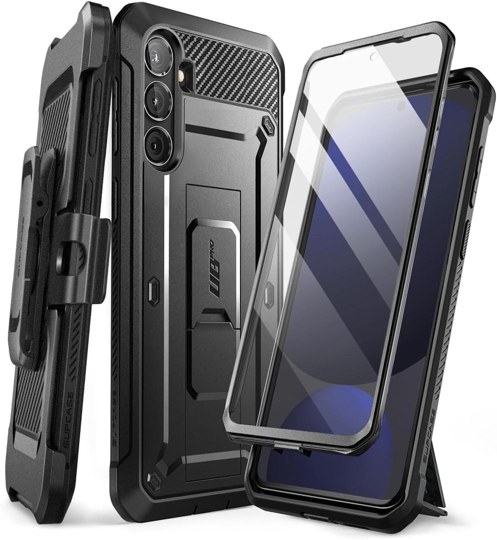SUPCASE for Samsung Galaxy S24 FE Case with Stand & Belt-Clip, [Unicorn Beetle Pro] [Built-in Screen Protector] [Military-Grade Protection] Heavy Duty Rugged Phone Case for Galaxy S24 FE, Black