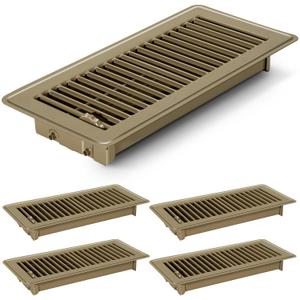 Floor Vents Floor Registers 4x10 inch, Heavy Duty Metal Heat Air Vent Covers 4 X 10 with Rust Proof Finish for Home Office Wall Floor Registers Grilles & Vents (4, Brown, 4x10 Inches)