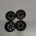 4 Pcs RC Wheel Hub, 1.55 Inch RC Wheel Rim Hub 5 Hole Silver Rim Universal Simulation Tire Beadlock Accessories for Axial AX90069 Crawlers (Black)