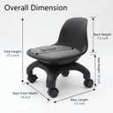 Heavy Duty Low Rolling Stool with Backrest,Charcoal Body+Mist Gray, 12"D x 14"W x 17.5"H