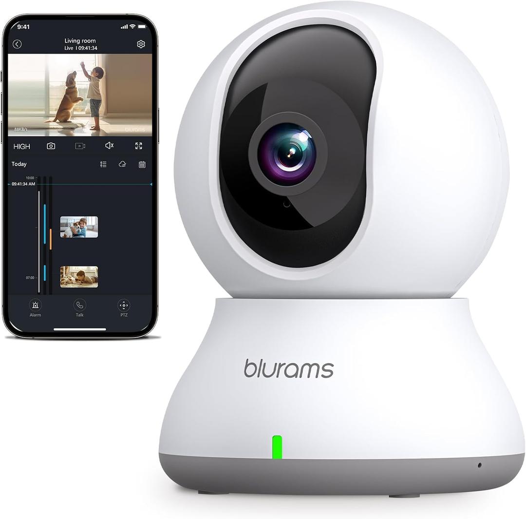 blurams Indoor Camera 2K, Cameras for Home Security 5GHz, 360 Pet Camera w/Motion Tracking, Phone App, 2-Way Audio, IR Night Vision, Siren, Works with Alexa & Google Assistant (White)