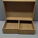 3-Piece Large Bamboo Storage Box Set, 3.1 in High Stackable Deep-Drawer Organizer for Kitchen Cutlery, Cookware, Utensils & Knives, Exquisite Durable Lidless Wooden Bin (14.6"x10.2"*1+10.2"x7.3"*2)