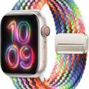 Magnetic Braided Solo Loop Band Compatible with Apple Watch Series 10 9 8 7 6 5 4 3 2 1 38/40/41/42/44/45/49mm for Women Men, Stretchy Nylon Elastic Sport Strap for iWatch SE/Ultra 1&2