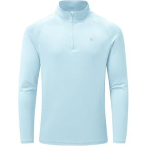 BASUDAM Men's Workout Shirts Quick Dry UPF 50+ Sun Protection Long Sleeve Quarter Zip Pullover Athletic T-Shirts  (Blue, XL)