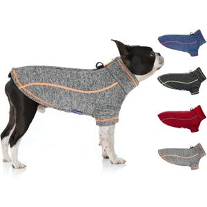 cyeollo Dog Coat Fleece Sweater Jacket Step in Reflective Dog Coats with D Ring Zipper Up Dogs Sweaters for Small Dogs Grey (Large)