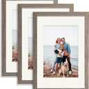 12x16 Picture Frame 3 Pack Gray Color - Poster Frame Set of 3 - Display Picture 8.5x11 with Mat or 12x16 Without Mat, Wall Gallery Photo Frames