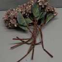 Artificial Flower Fake Silk Hydrangea Heads Bouquet with Stems Bulk for Fall Decoration Table Center Christmas Indoor Outdoor Faux Floral Realistic with Leaves Plants Crafts 8PCS(Brown)