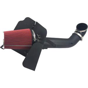 4 inch Cold Air Intake & Heat Shield for 09-14 Silverado 1500 GMC Sierra 1500 Yukon Cadillac Escalade ESV EXT (Black Tube & Red Filter)