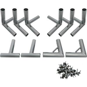 Golf Cage Frame Corner Kit for Batting, Square Flat Top Canopy Fitting Kit with 1" ID, suitable for 3/4 EMT pipe Galvanized Steel Connectors, shed frame kit DIY Project Silver