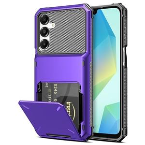 COOYA for Samsung Galaxy A16 Case Wallet 5 Credit Card Holder ID Slot Flip Cover Wallet Case Back Pocket Protective Hard Rubber Bumper Armor Non-Slip for Samsung Galaxy A16 5G 6.7 inches Women Purple