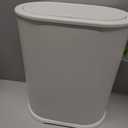 Anzoymx Stainless Steel Bathroom Trash Cans 1.8 Gallons Small Garbage Can with Pop up Lid, Dog Proof Narrow Wastebasket, Slim Waterproof Litter Trash Bins Set for Bedroom, Toilet, Office (White)