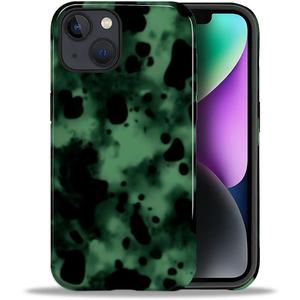 DAIZAG Case for iPhone 14 iPhone 13, Dark Green Tortoise Animal Full-Body Design Hybrid Dual Protection Soft TPU + Hard PC Shockproof Scratch-Resistant Protective Cover Phone Case for Men Women