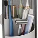 Toothbrush Holders with Cover, Drainage Rotating Electric Toothbrush Organizer, 3 Slots Tooth Brush Holder for Bathroom Counter, Grey White