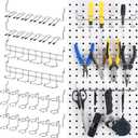 Coume 6 Pcs Pegboard Screwdriver Holders Organizer Pegboard Plier Holders Stainless Steel Peg Board Tool Utility Hooks Accessories Shelving Display Multi-Ring Tool Racks for Shop Store(Silver)
