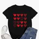 Valentines Day Shirts for Women Love Heart T-Shirt Happy Valentine Day Tee Tops, XL