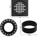 4 Inch Drain Grate Kit Compatible with Schluter Kerdi-Drain Flange Square Shower Floor Drain SS304 Stainless Steel and ABS Material - CUPC Certification, Matte Black