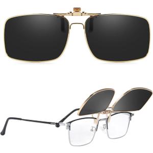 Myiaur Clip on Sunglasses Wear Over Glasses for Men Women Polarized Flip Up Glasses UV400 Protection Metal Frame