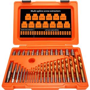 XEWEA 35-Pieces Screw Extractor Set and Left Hand Drill Bits,Easy Out Screw Extractor Kit Tools for Removing Stripped Screws and Broken Bolts,Studs
