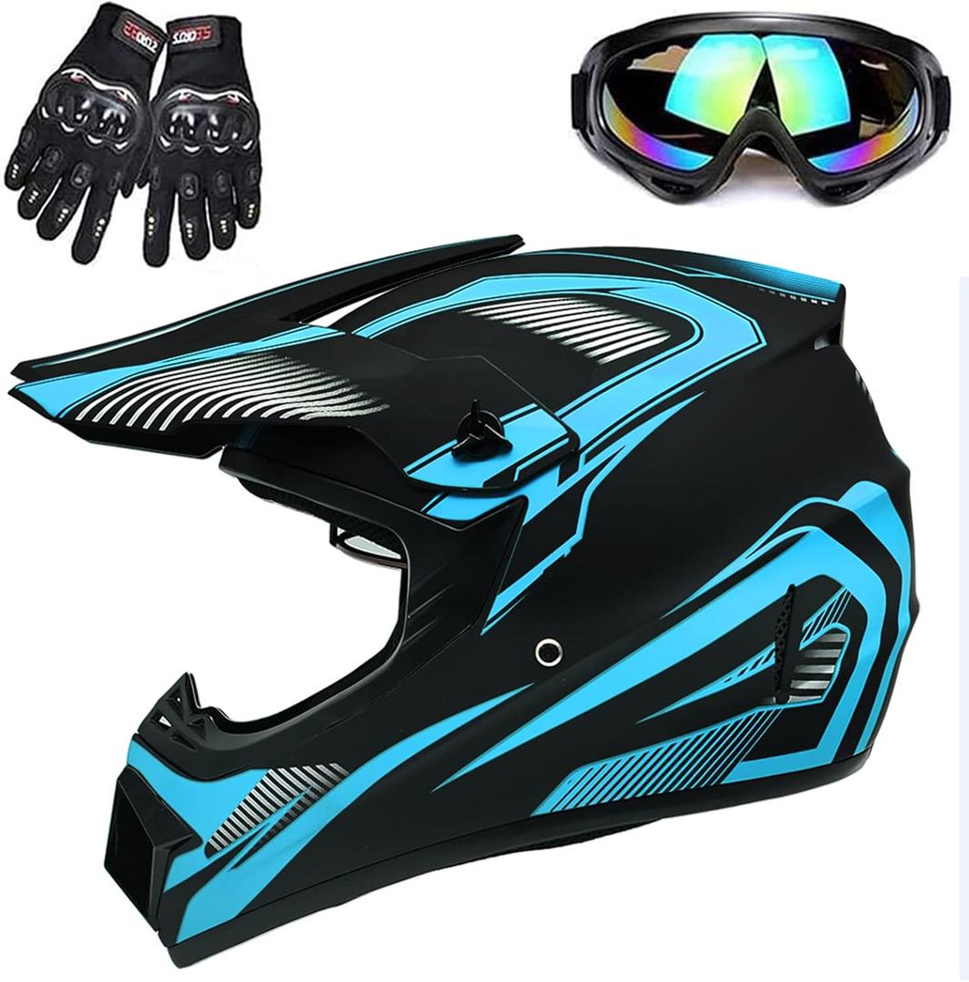 Adult 4 Wheeler Helmet, Motocross Helmet DOT/FMVSS-218 Certification Comfortable and Breathable Full Helmets for Locomotives Used in All Seasons, Medium (Black)