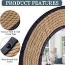 30'' Nautical Round Mirror, Black | Rattan & Metal Frame, Ship Rudder Design, Boho Coastal Wall Decor, , For Bathroom, Living Room, Dining Room, Entryway