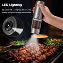 Electric Salt and Pepper Grinder Set 6 Levels Adjustable Coarseness Refillable Stainless Steel Auto Salt and Pepper Grinder Mill Usb Rechargeable with Lights (2 pack, Silver)