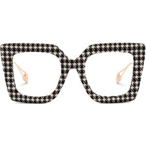 Zeelool Stylish Oversized Square Eyeglasses Frame with Non-prescription Clear Lens for Women Latanya ZJGA499974 (Zjga499974-01 Black-white)