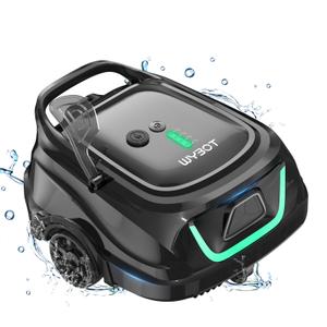 WYBOT A1 Robotic Pool Cleaner – Dual Layer Filtration, Strong Suction, 130 Mins Runtime, Robot Pool Vacuum for Above Ground and Flat Pools up to 1,100 Sq. Ft., 4 Cleaning Modes (Abyss Black Green)