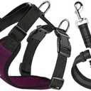 SlowTon Dog Seat Belt Harness for Car, Dog Car Harness Adjustable Mesh Breathable & Dog Seatbelt Safety Tether with Elastic Bungee for Small Medium Large Pets(Burgundy, Single Clip, S)