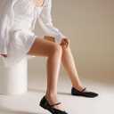 CouieCuies Women's Mary Jane Flats Round Toe Ballet Flats Adjustable Strap Comfortable Business Casual Mary Janes Dress Shoes (8.5, Black)