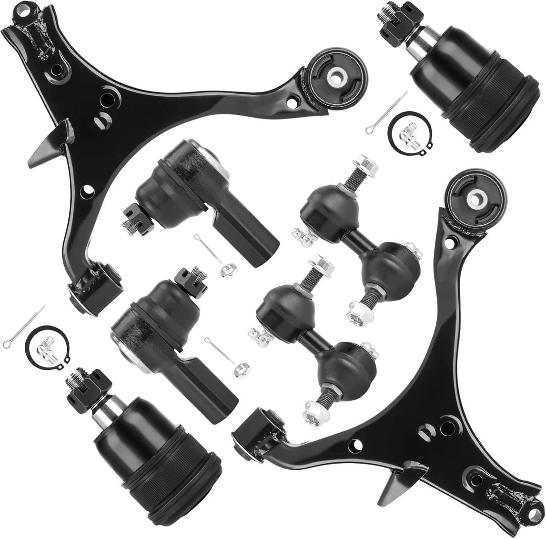 Front Lower Control Arms w/Ball Joints Sway Bars Outer Tie Rods Replacement Suspension Kit for 2001-2005 Civic (Not for SI models) (8pc)