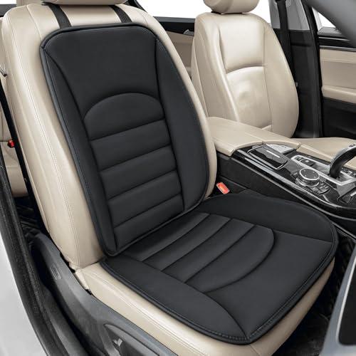 BOPUOVRE Memory Foam Car Seat Cushion with Breathable Fabric & Non-Slip Gel, Universal Fit for Car Truck Office Home 19.6x18x1.2 Black with Backrest