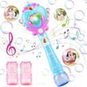 Toys for Girls: Princess Toy Bubble Wand, Birthday Gifts for 3 4 5 6 7 8 Years Old Girl, Bubbles Machine Fairy Wands for Kids Light Up with Bubble Solution, Toddler Girl Toys Age 4-5 (Blue)