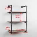 Industrial Pipe Shelving Wall Mounted,24in Rustic Metal Floating Shelves,Steampunk Real Wood Book Shelves,Wall Shelf Unit Bookshelf Hanging Wall Shelves,Farmhouse Kitchen Bar Shelving(3 Tier)