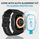 amBand Bands Case Screen Protector Compatible with Apple Watch Ultra 3/2/1 49mm for Men, M1 Sport Series Rugged Cover Strap and 9H Tempered Glass, Military Protective Bumper for iWatch 49 mm Men Black