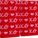 2 pcs Whaline Valentine's Day Hand Towels Cotton Bathroom Towel Red Pink Heart Decorative Absorbent Bath Towel for Kitchen Dish Drying Cleaning Cooking Wedding, 29.5 x 13.4 Inch