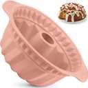 Kenond 9.5 Inch Silicone Cake Pans, Non-stick Fluted Cake Pan with Sturdy Handle, Cake Baking Molds,Perfect Bakeware for Cake, Jello, Gelatin, Bread, Para Gelatinas (Pink) (1 Pack)