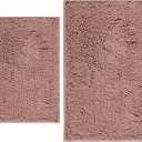 BOANKODU Bathroom Rugs Sets 2 Piece, Extra Soft Chenille Bath Mat Absorbent Bathroom Rug, Bathroom Mat with Sturdy PVC Non-Slip Bottom, Machine Washable Bath Rugs (32x20 Inch + 24x16 Inch, Deep Pink)