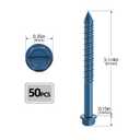 3/16" x 3-1/4" Concrete Screws, 50 PCS Blue Hex Washer Head Concrete Screws Anchor Kit with Drill Bit and Hex Bit Socket, for Masonry, Cement, Block, Brick or Stucco