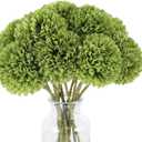 Rowfad 12 Pcs Artificial Chrysanthemums Flowers Green Flowers Silk Fake Mums Flowers for St Patricks Day Outdoor Wedding Table Centerpiece Home Decor (12, Green)