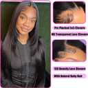 5x5 HD Lace Closure Straight Human Hair 12A Real Transparent Lace Closure Virgin Remy 10inch Black