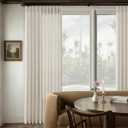 72 x 96 Inch Pinch Pleated Linen Curtains for Living Room Pleated Drapes with Hooks Rings Back Tab Greyish Beige Semi Sheer Curtains 96 Inch Length for Sliding Door Dining Bedroom Window 8Ft 72x96 (Oatmeal)