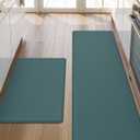 DEXI Kitchen Floor Mats Cushioned Anti Fatigue,17x29+17x59, Standing Runner Rug Waterproof, Comfort Memory Foam Padded for Front Sink Laundry Set of 2, Hunter Green